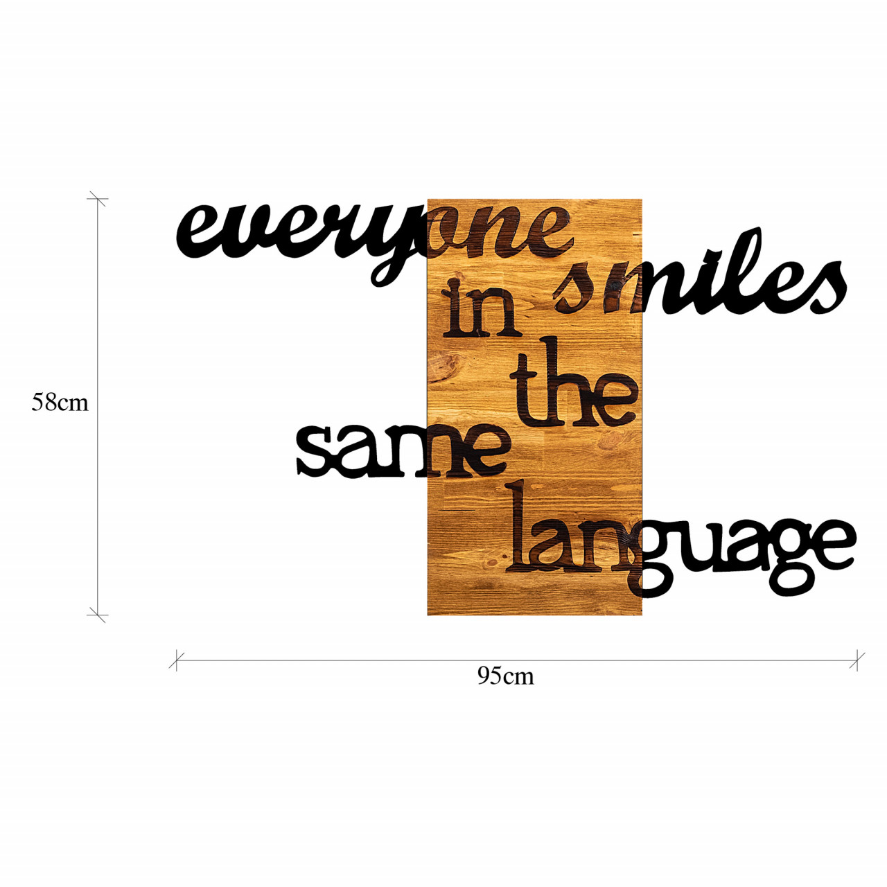 Poze Accesoriu decorativ de perete din lemn Everyone Smiles in The Same Language