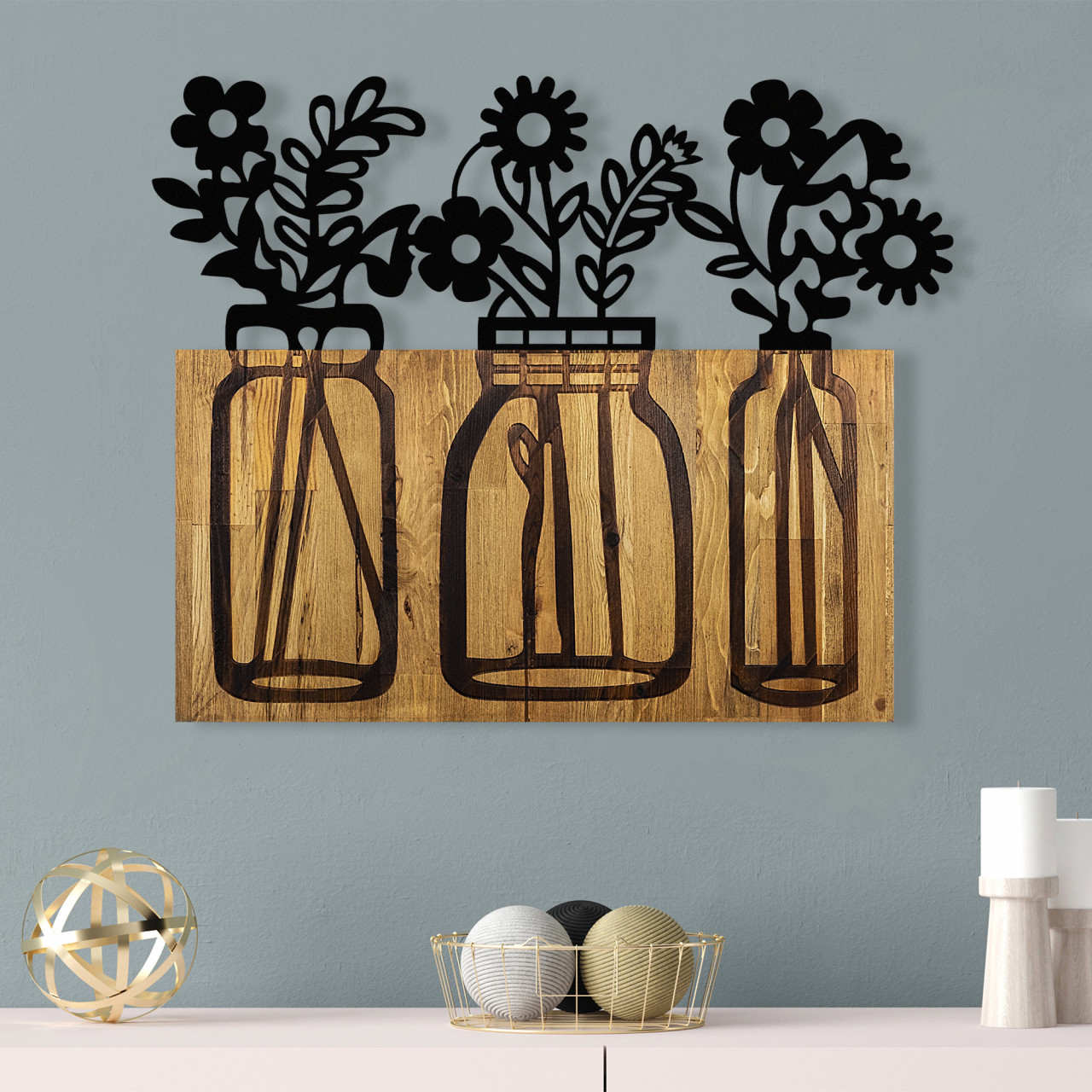 Poze Accesoriu decorativ de perete din lemn Flower 5