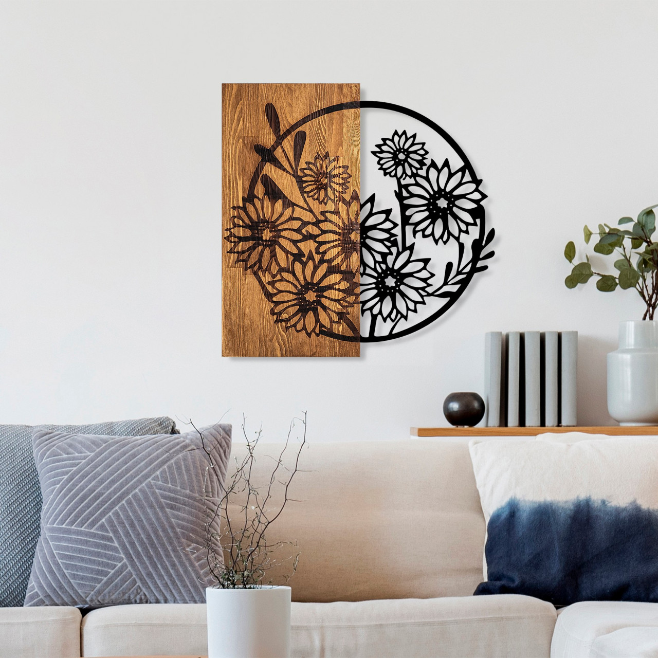 Poze Accesoriu decorativ de perete din lemn Flowers 1