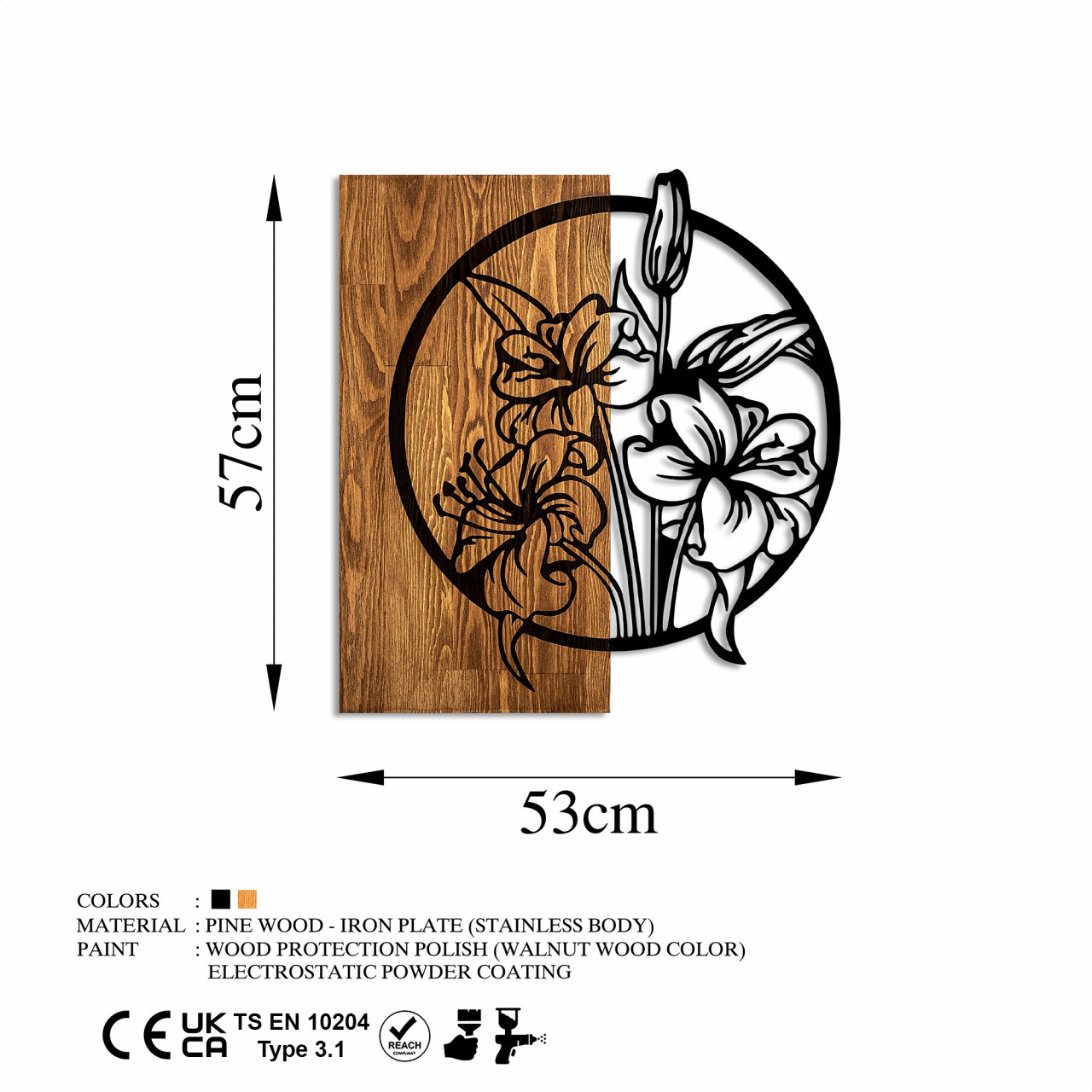 Poze Accesoriu decorativ de perete din lemn Flowers