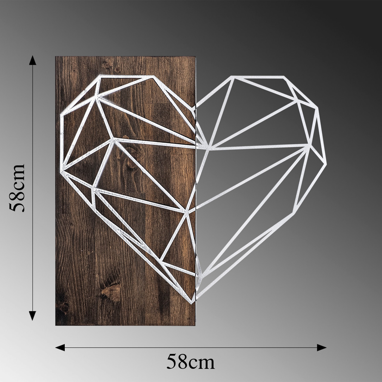Poze Accesoriu decorativ de perete din lemn Heart argintiu