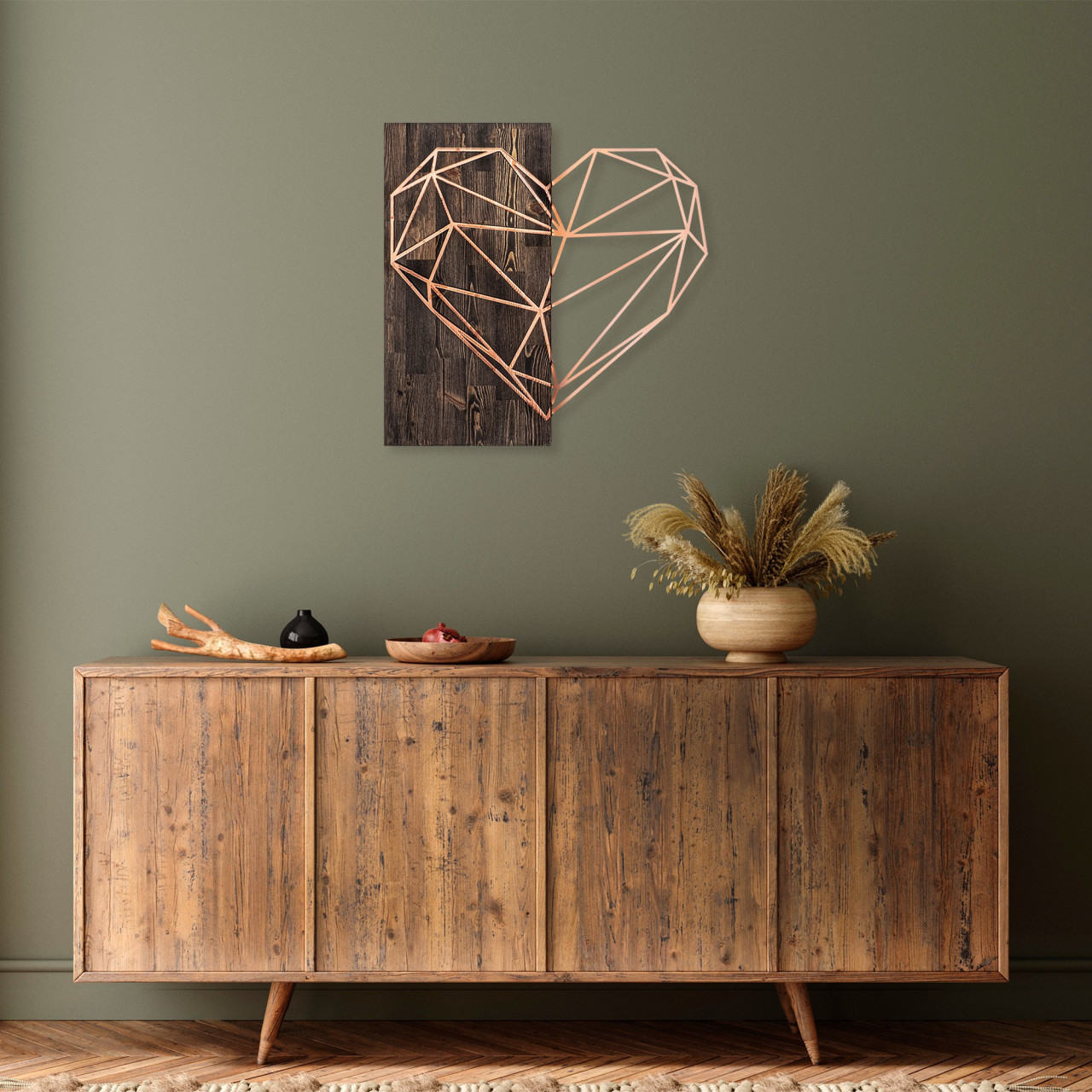 Poze Accesoriu decorativ de perete din lemn Heart - Copper