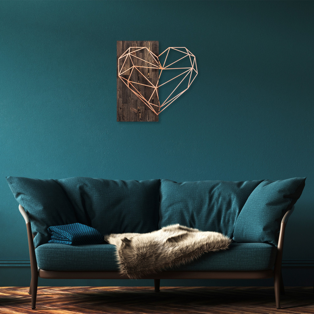 Poze Accesoriu decorativ de perete din lemn Heart - Copper