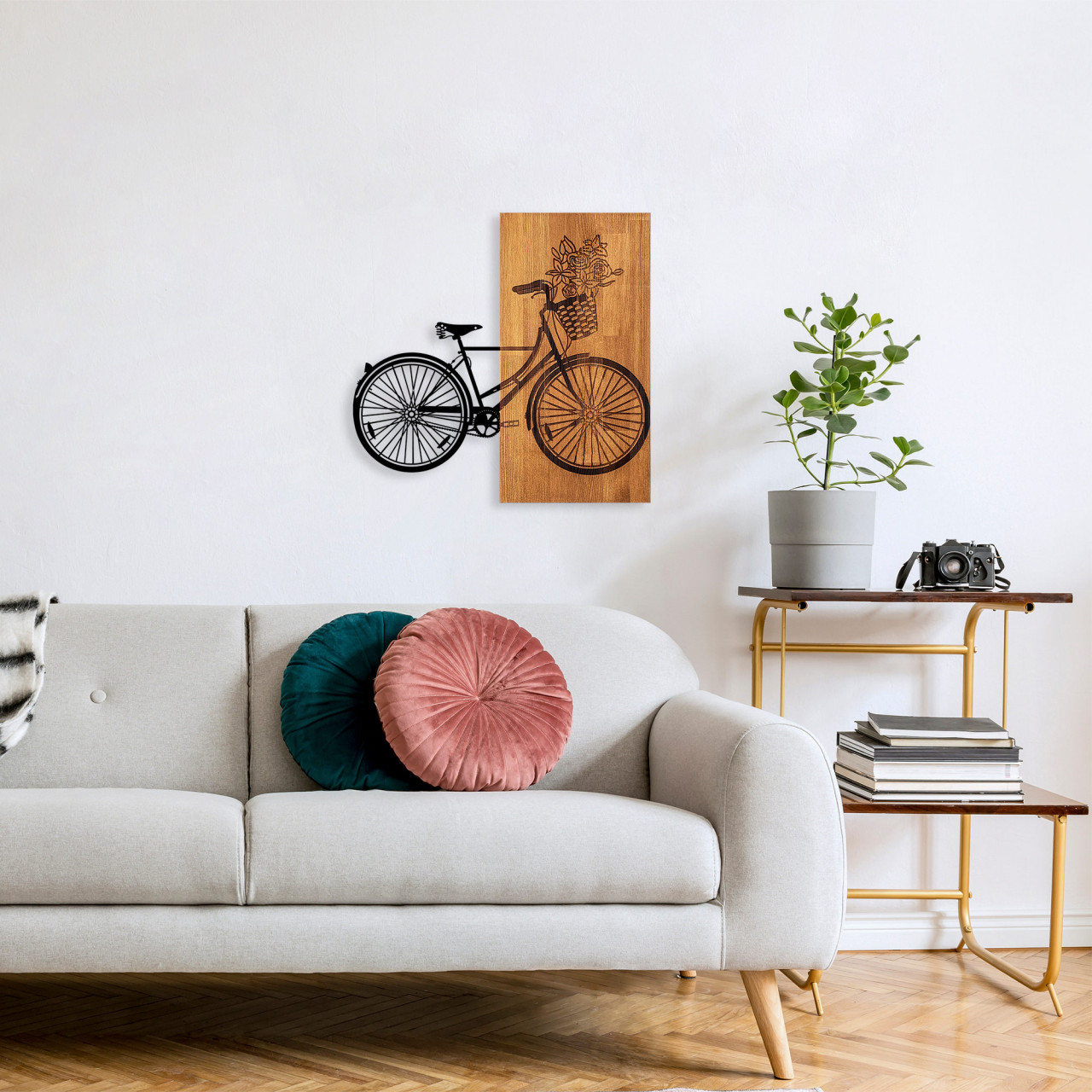 Poze Accesoriu decorativ de perete din lemn Historical Floral Bike - M - 377