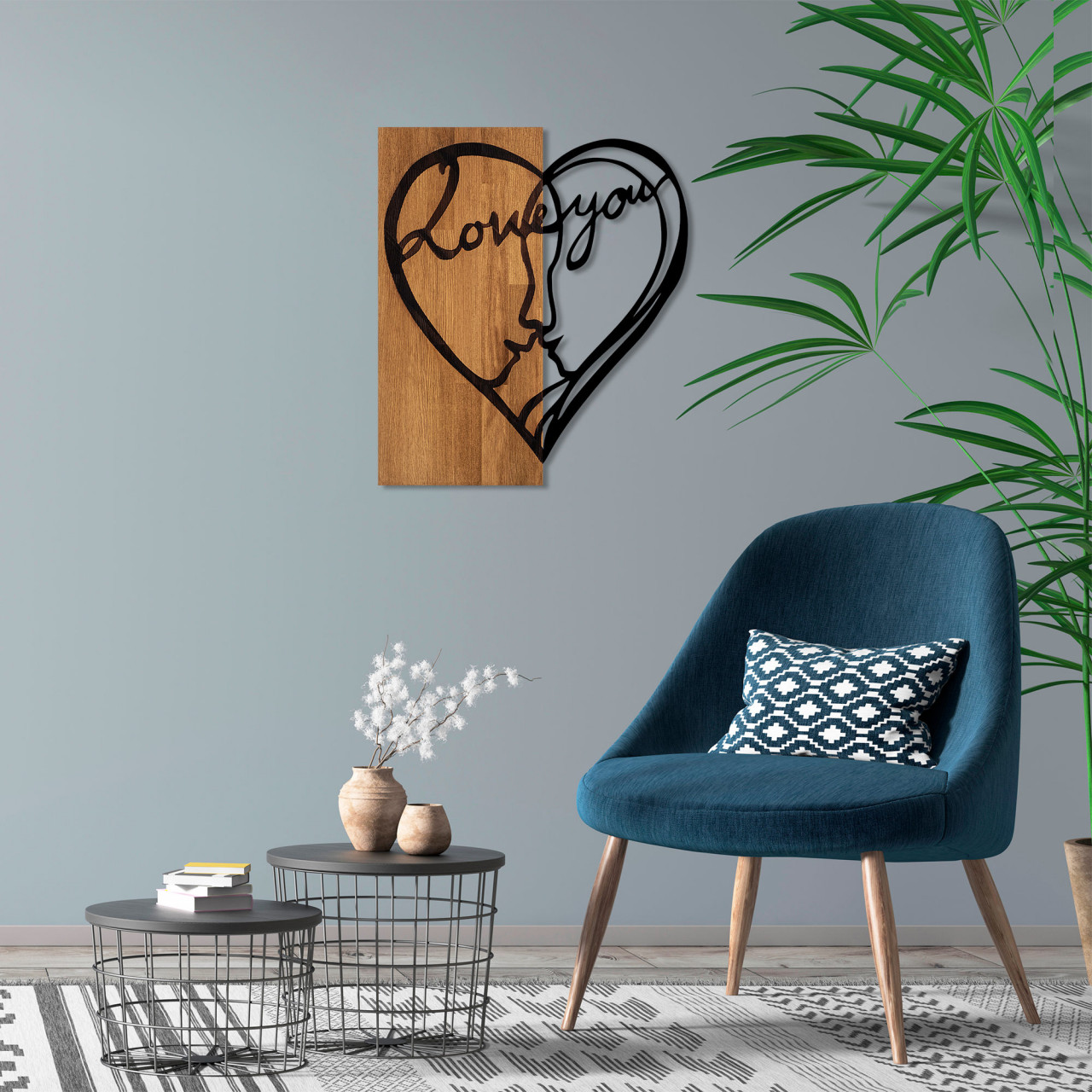 Poze Accesoriu decorativ de perete din lemn I love you