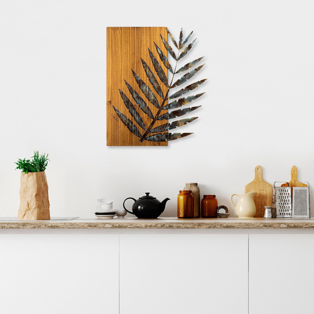 Poze Accesoriu decorativ de perete din lemn Leaf 3-1