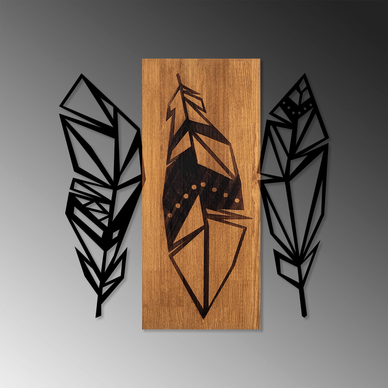 Poze Accesoriu decorativ de perete din lemn Leaves 2