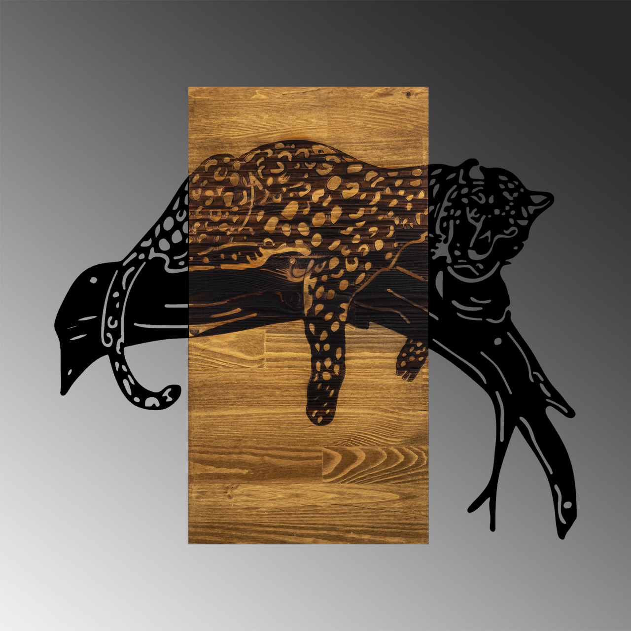 Poze Accesoriu decorativ de perete din lemn Leopard