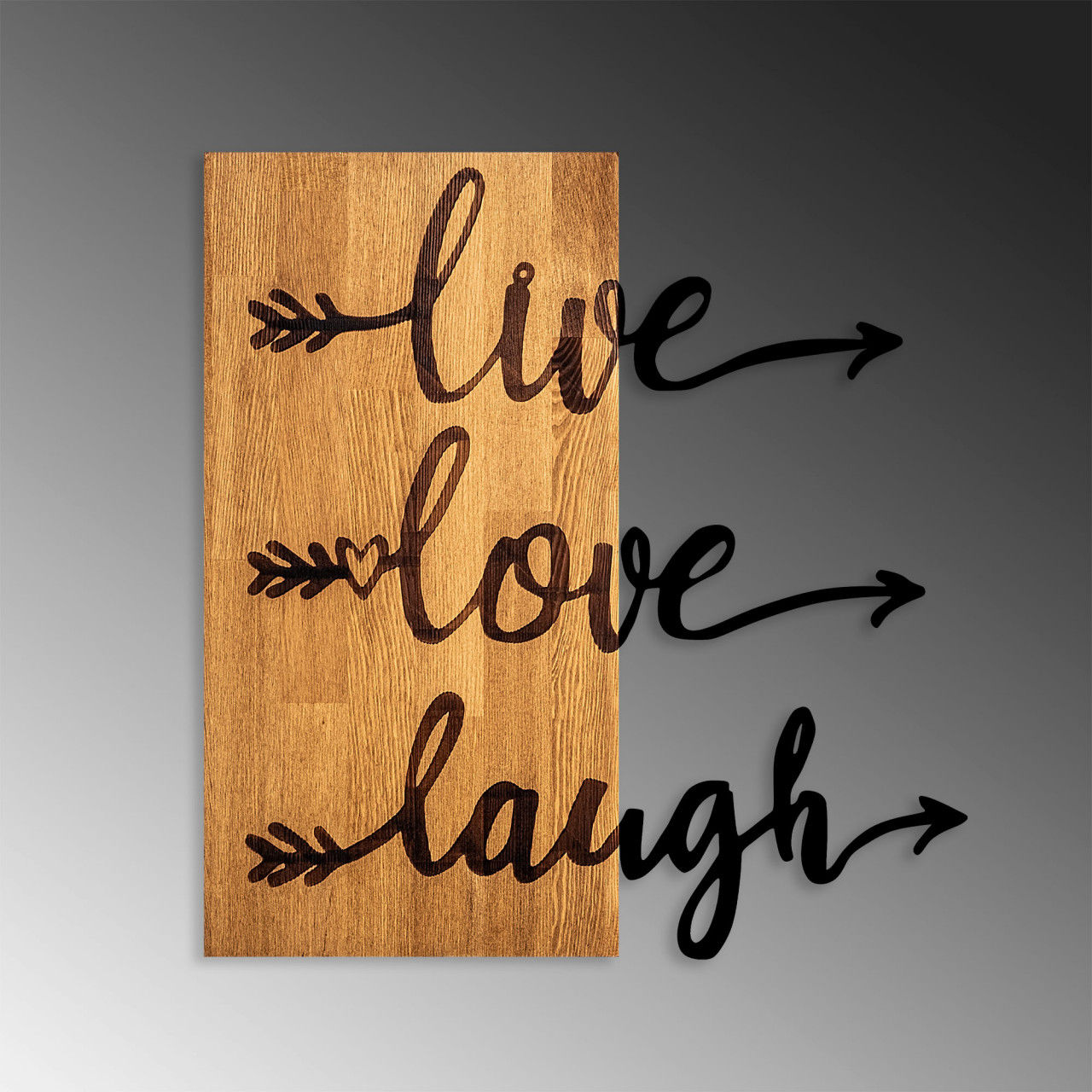 Poze Accesoriu decorativ de perete din lemn Live Love Laugh - 369