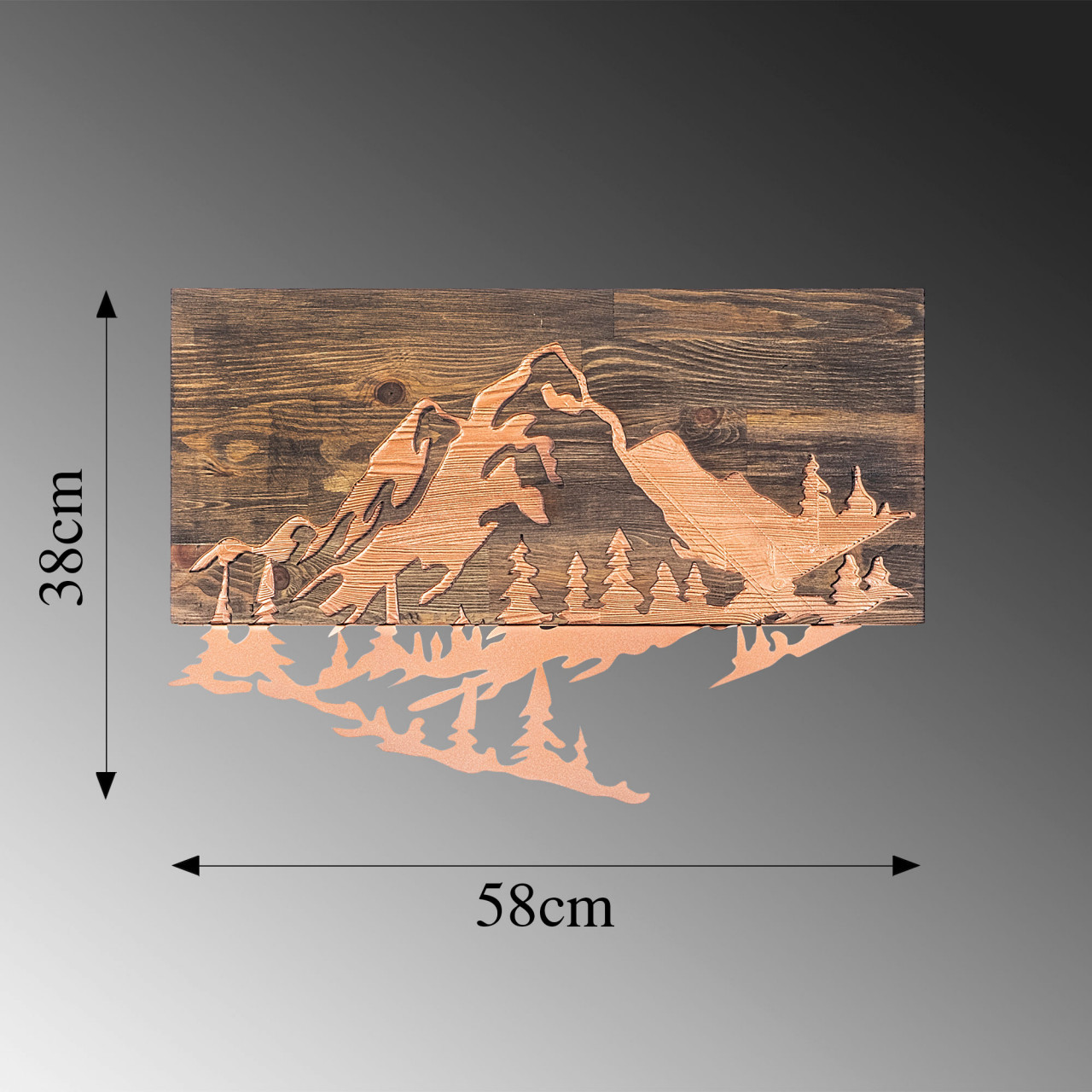 Poze Accesoriu decorativ de perete din lemn Mountain v2 - copper