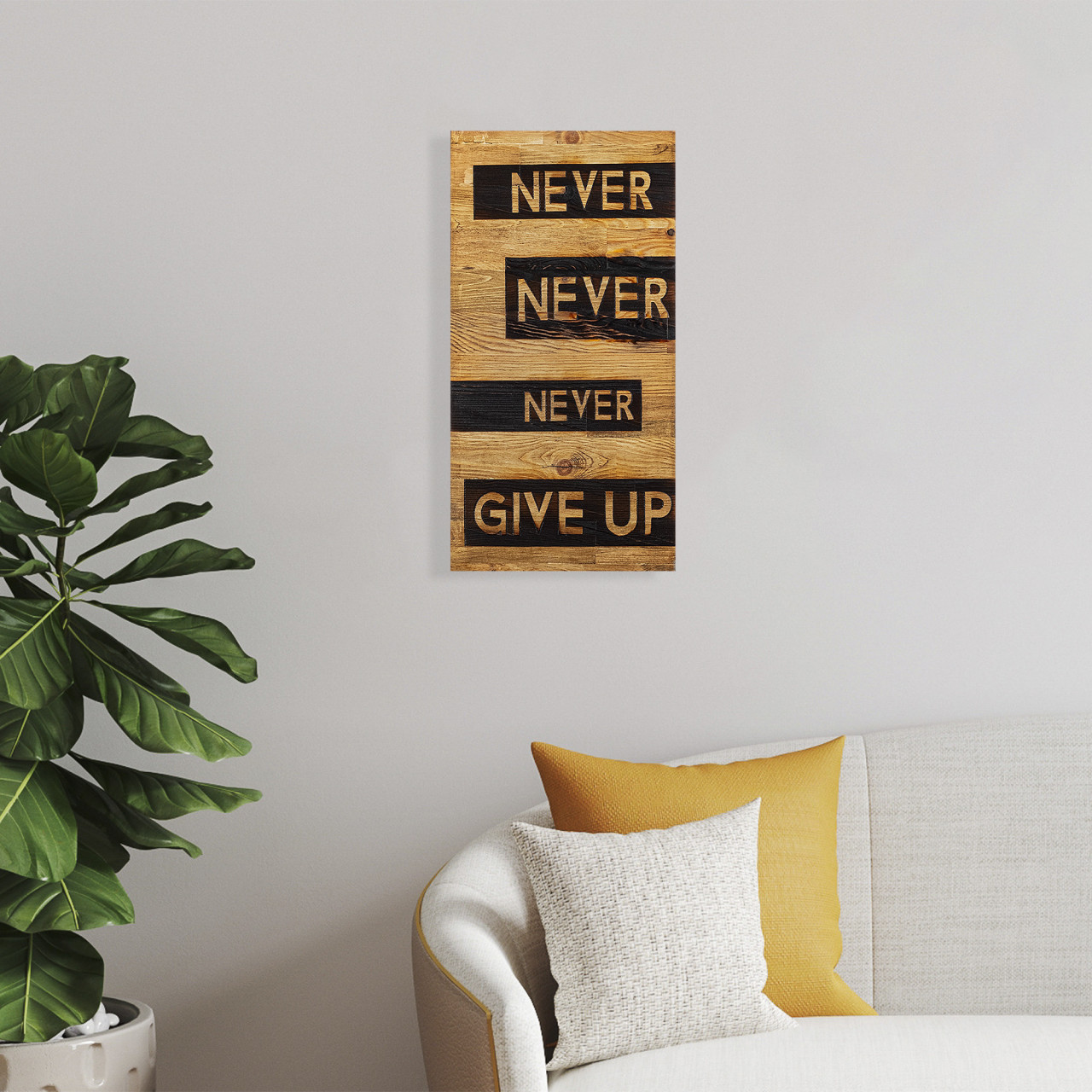 Poze Accesoriu decorativ de perete din lemn Never give up