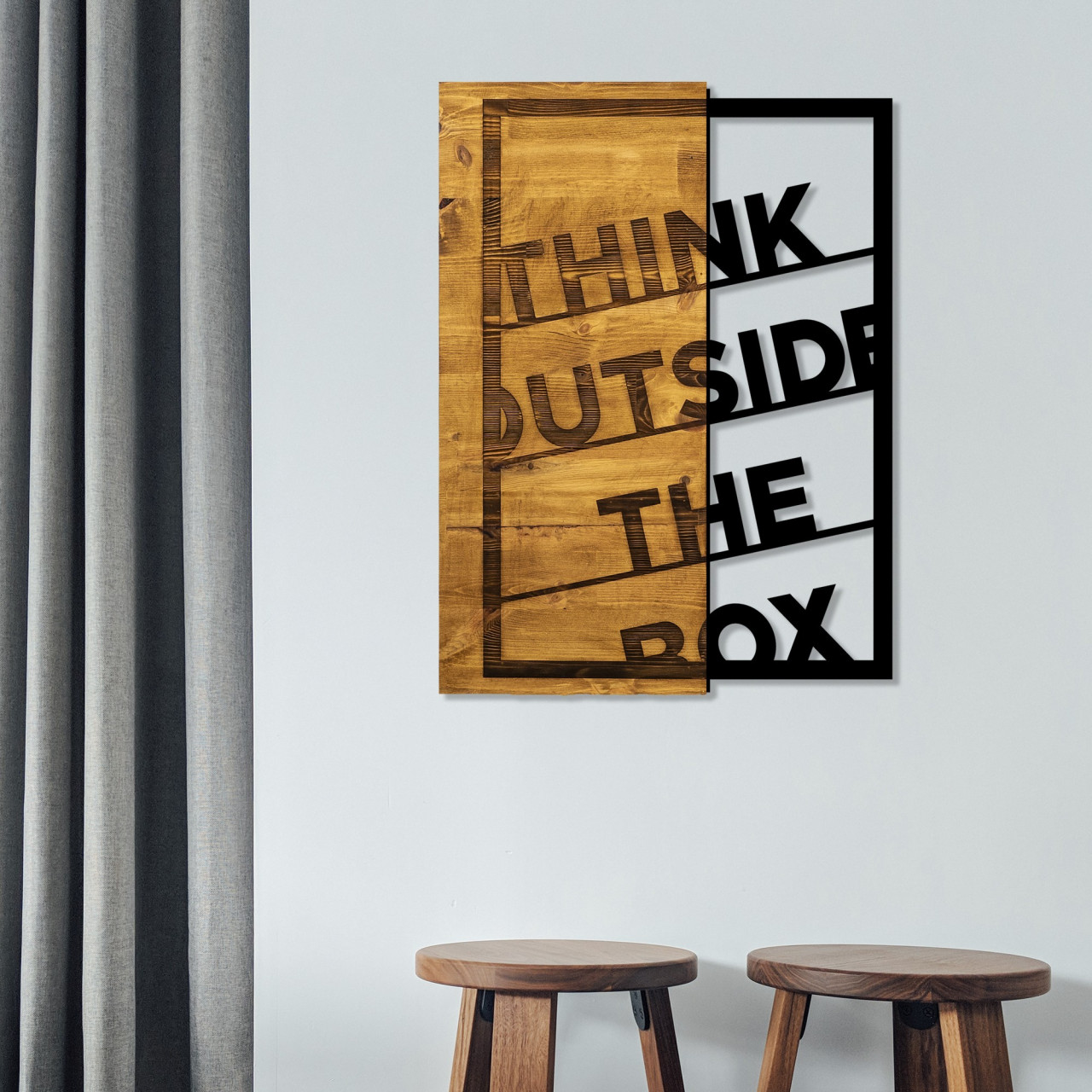 Poze Accesoriu decorativ de perete din lemn Think Outside The Box