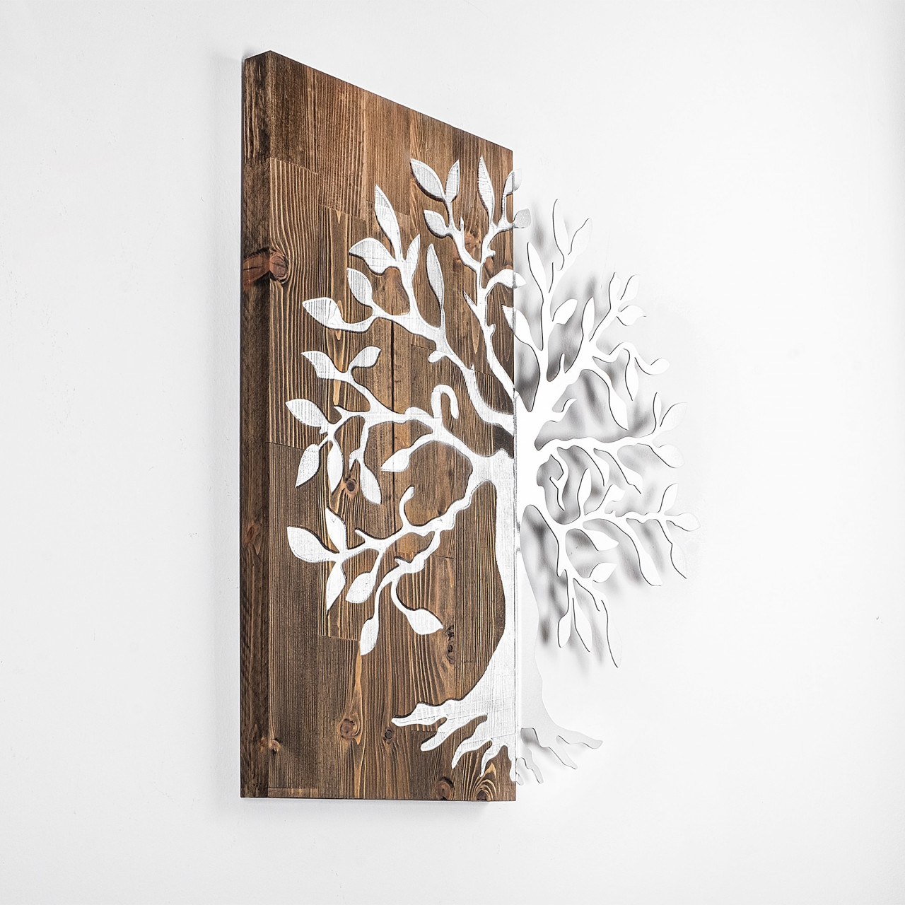 Poze Accesoriu decorativ de perete din lemn Tree argintiu