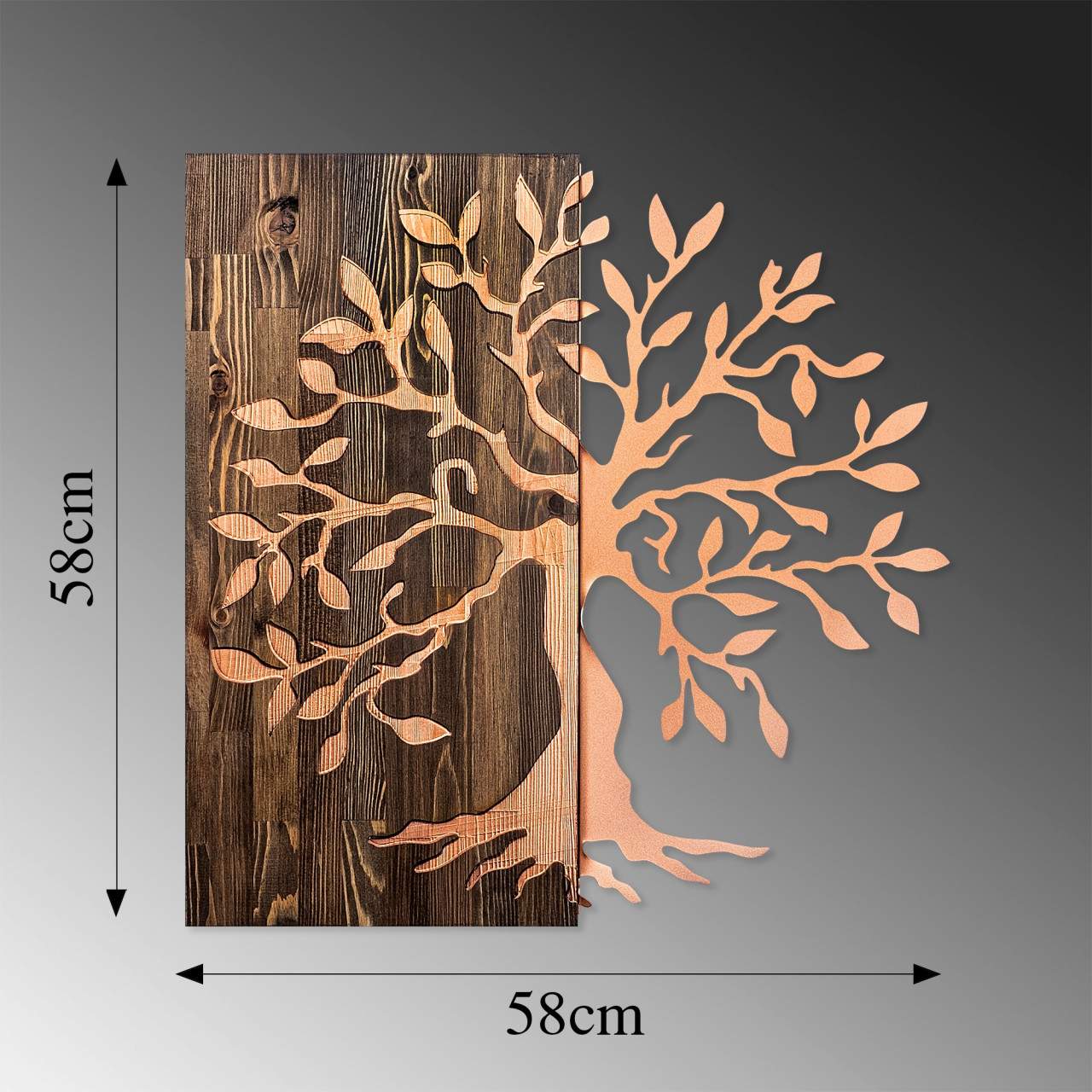 Poze Accesoriu decorativ de perete din lemn Tree copper