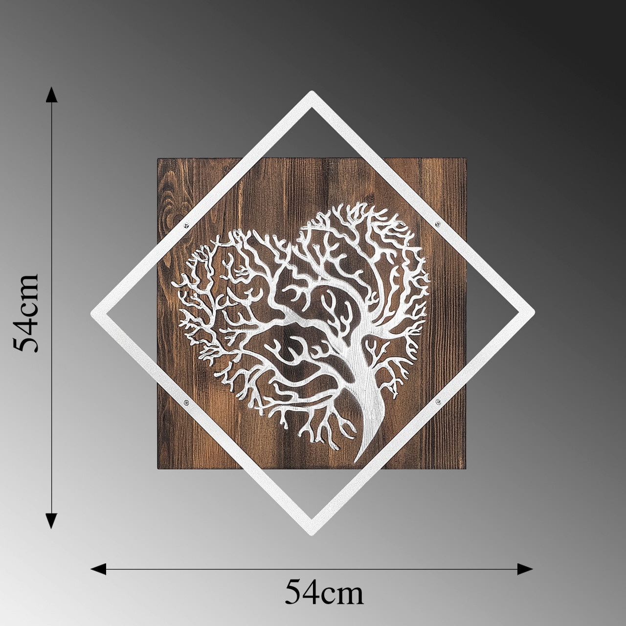 Poze Accesoriu decorativ de perete din lemn Tree v3 argintiu
