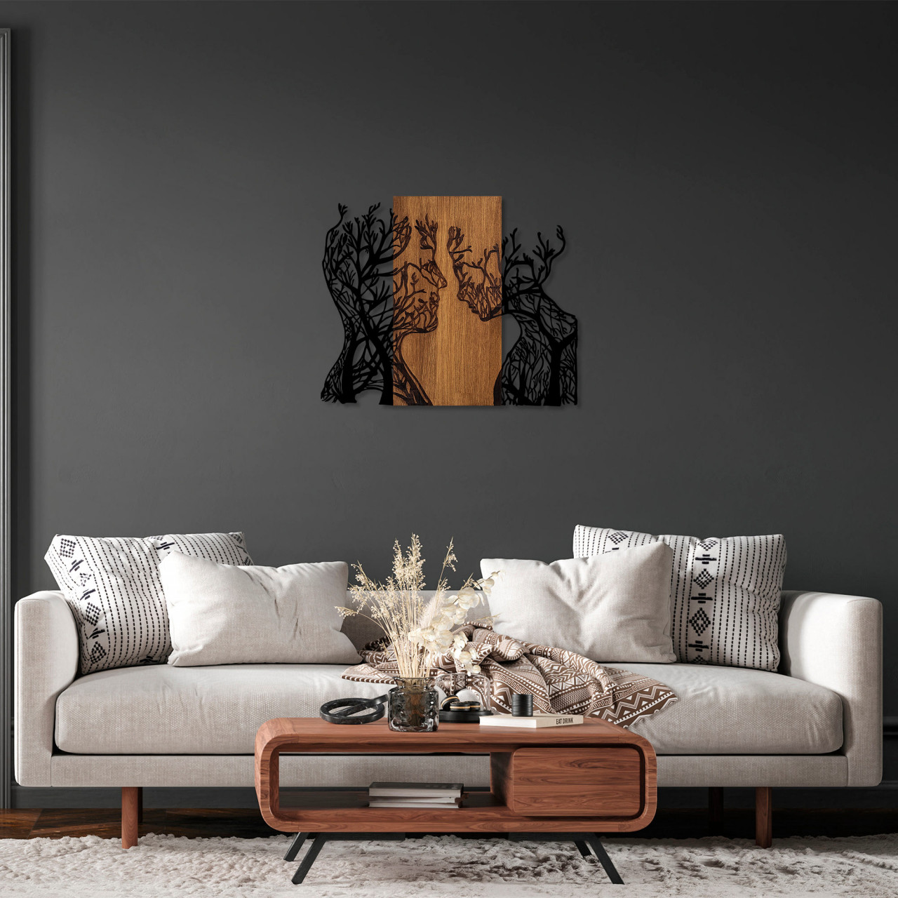 Poze Accesoriu decorativ de perete din lemn Tree Woman And Man