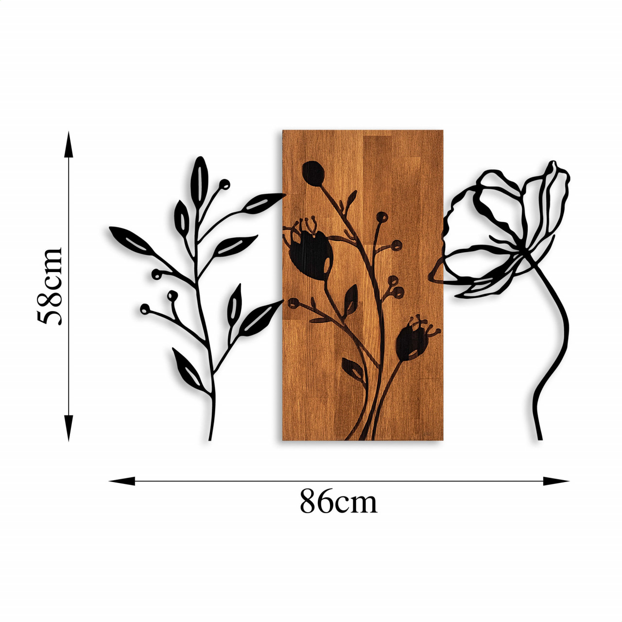 Poze Accesoriu decorativ de perete din lemn Triple Flowers - 383