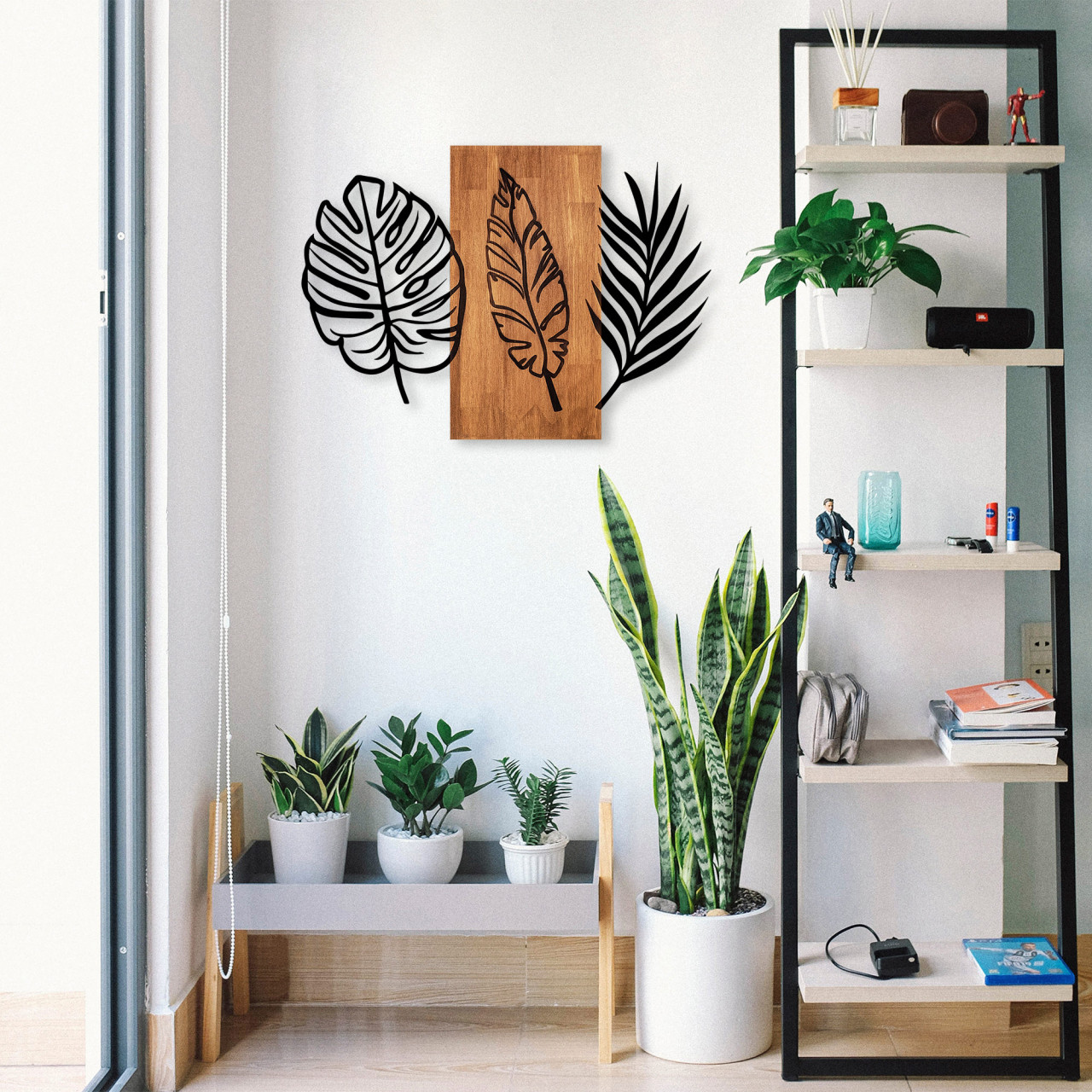 Poze Accesoriu decorativ de perete din lemn Triple leaves - 384
