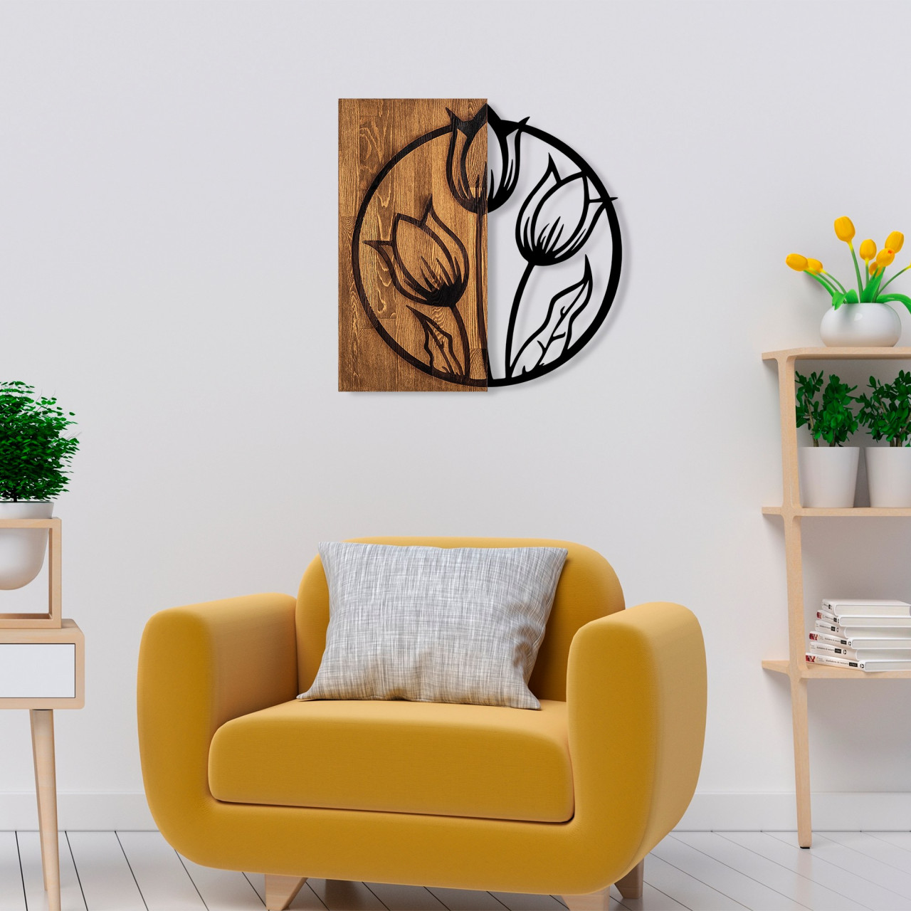 Poze Accesoriu decorativ de perete din lemn Tulips