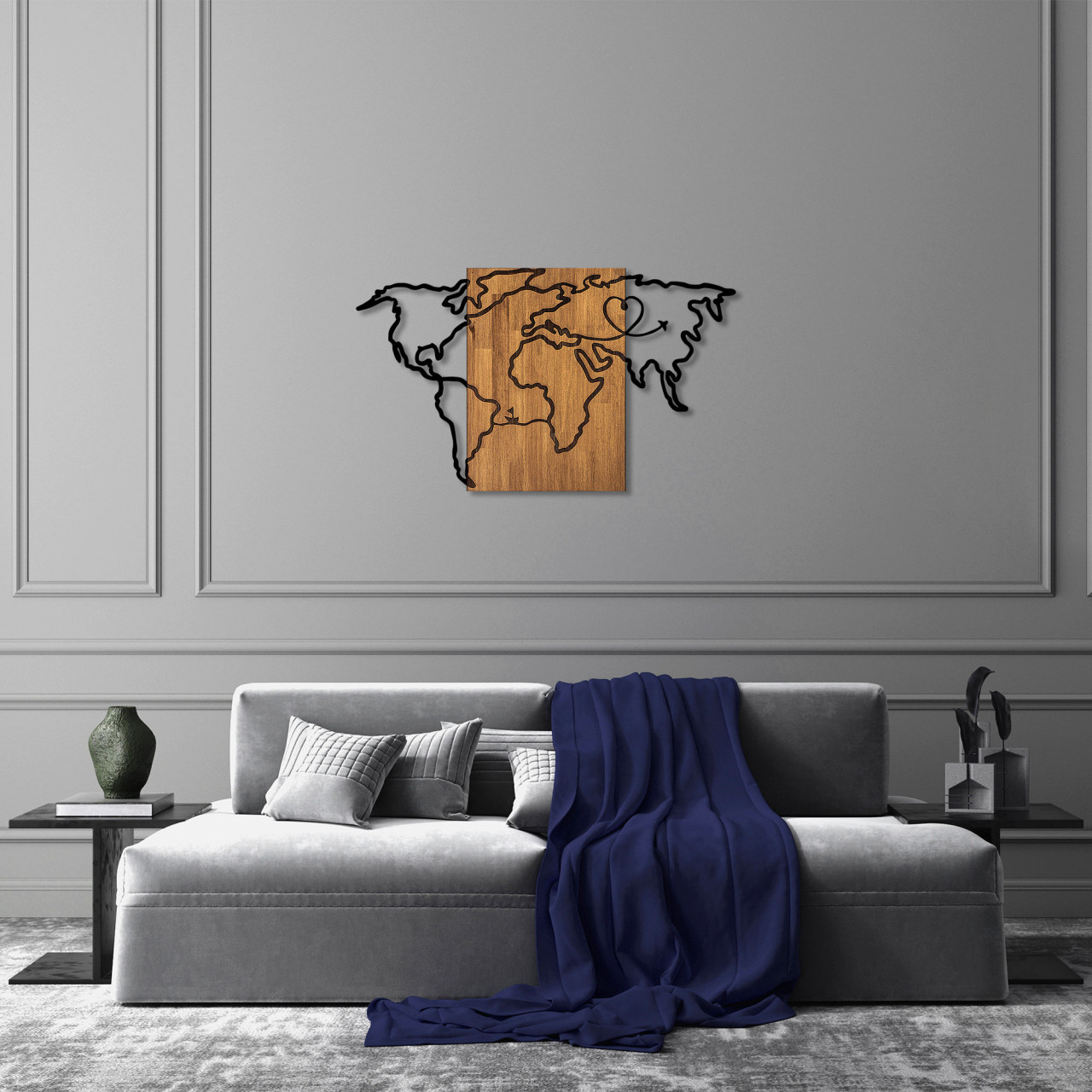 Poze Accesoriu decorativ de perete din lemn Wold Map - 316