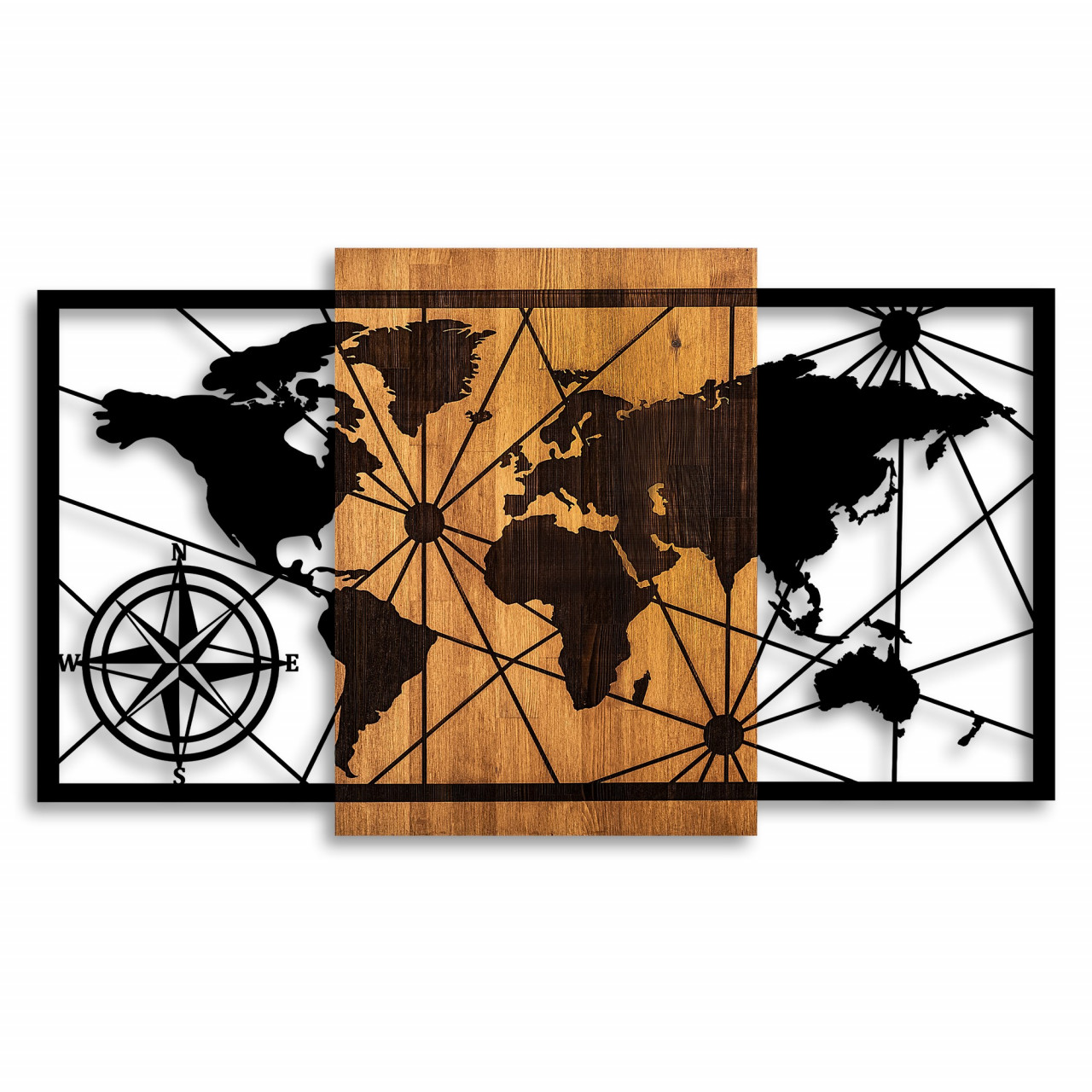Poze Accesoriu decorativ de perete din lemn World Map 3-L