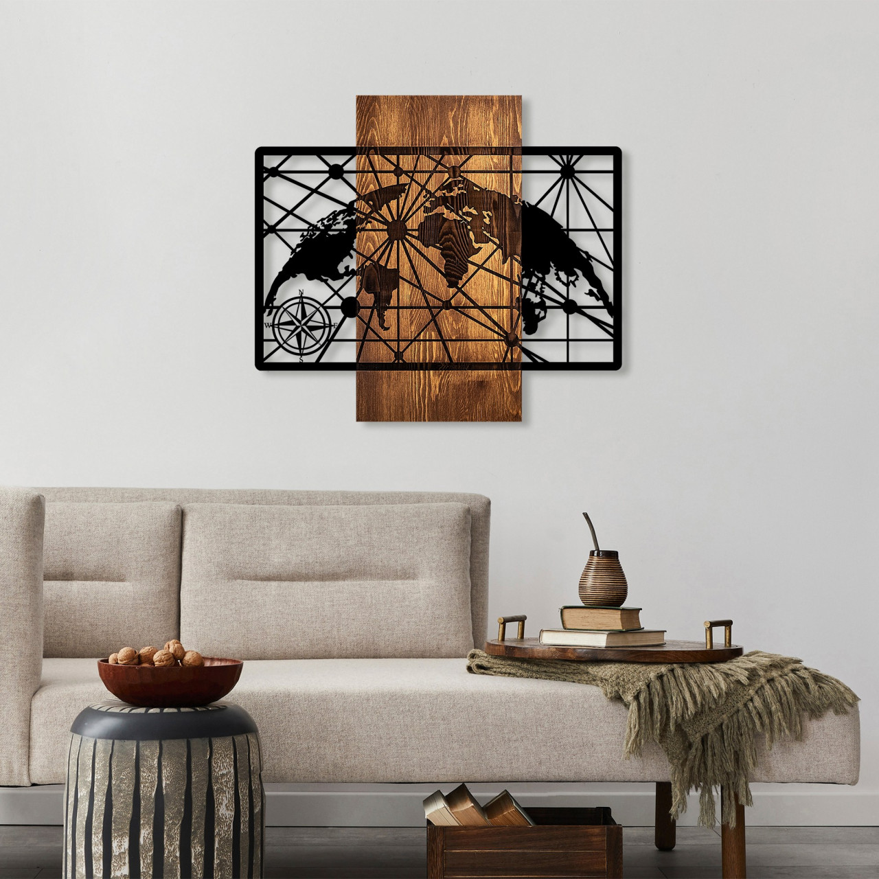 Poze Accesoriu decorativ de perete din lemn World Map 5-M