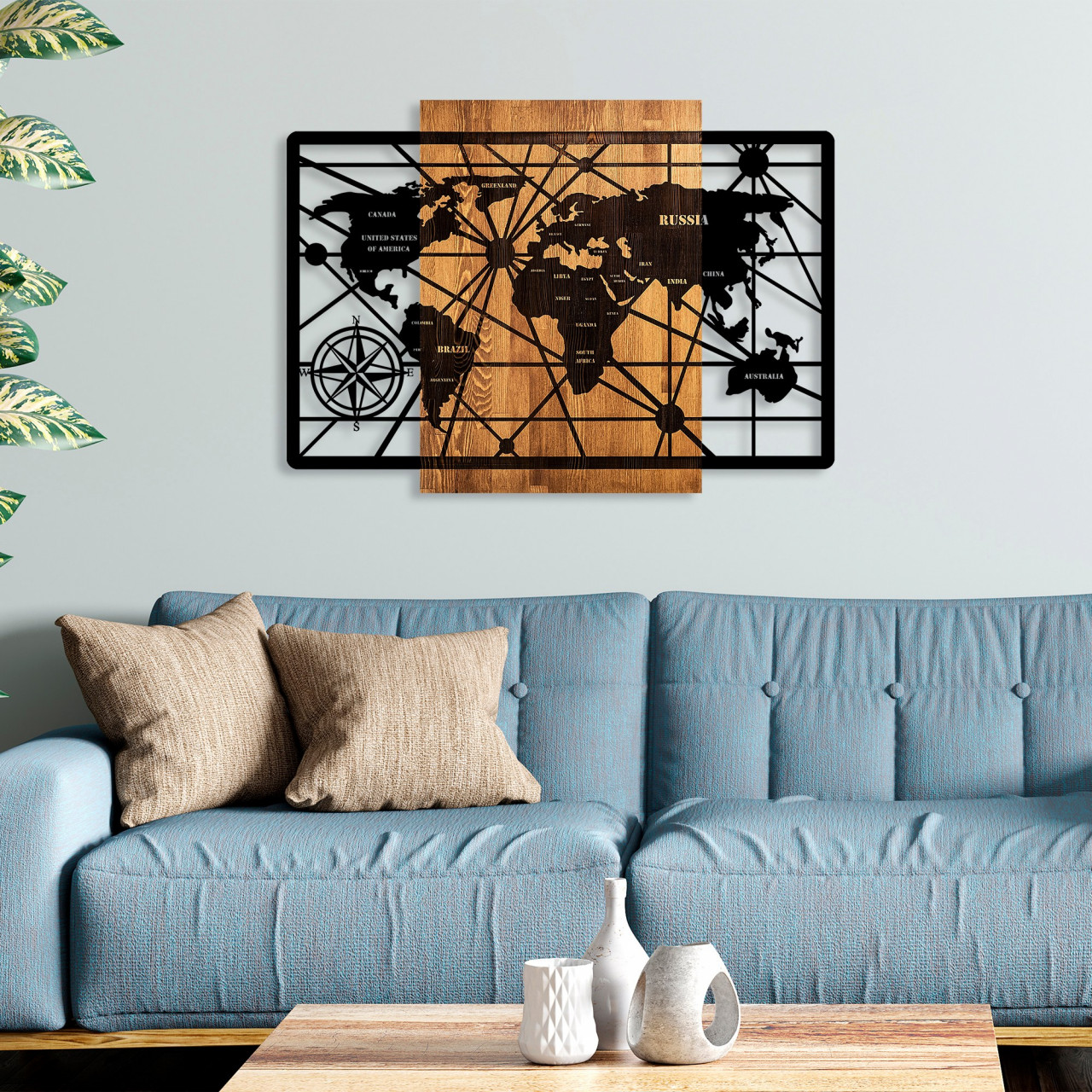 Poze Accesoriu decorativ de perete din lemn World Map 6-L