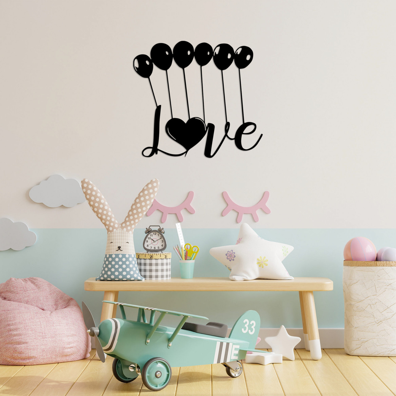 Poze Accesoriu decorativ de perete metalic Balloons Love - 493