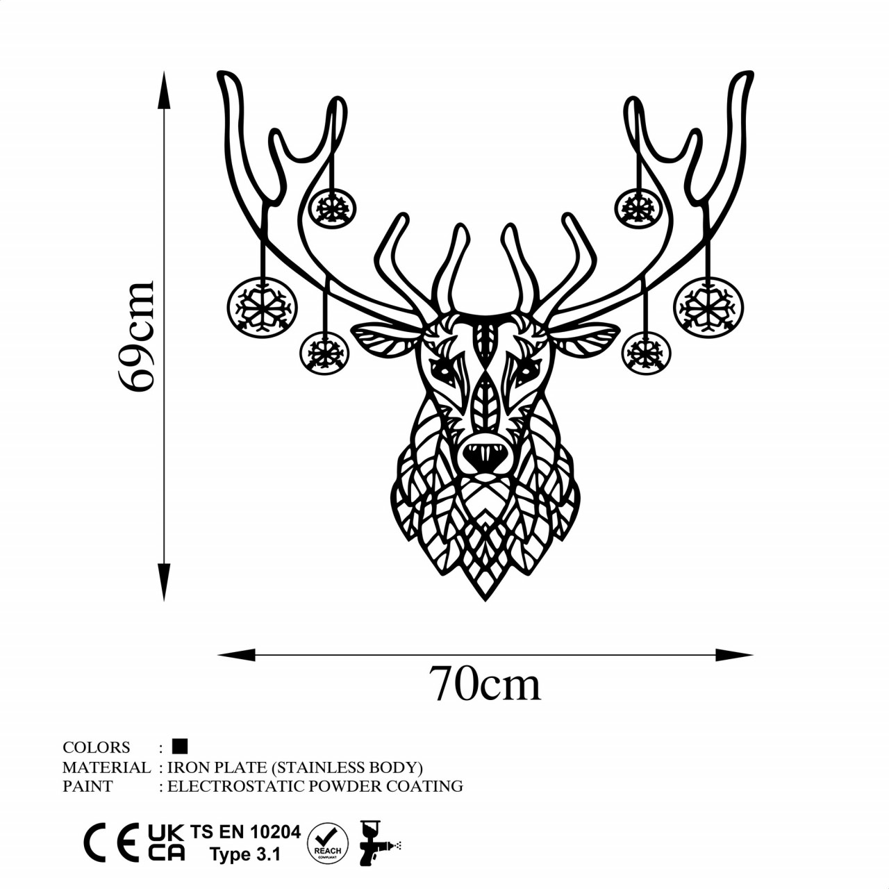 Poze Accesoriu decorativ de perete metalic Christmas Deer
