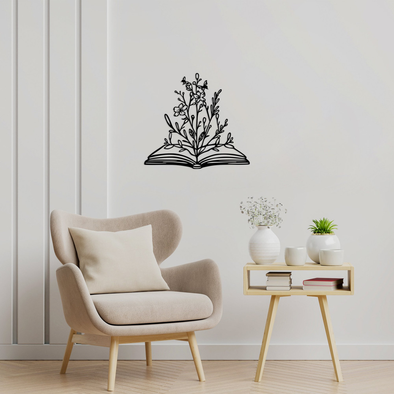 Poze Accesoriu decorativ de perete metalic Flower In Book