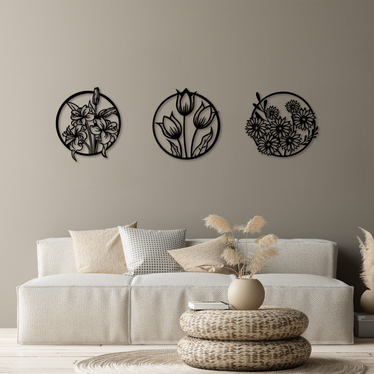 Poze Accesoriu decorativ de perete metalic Flowers - 273 M