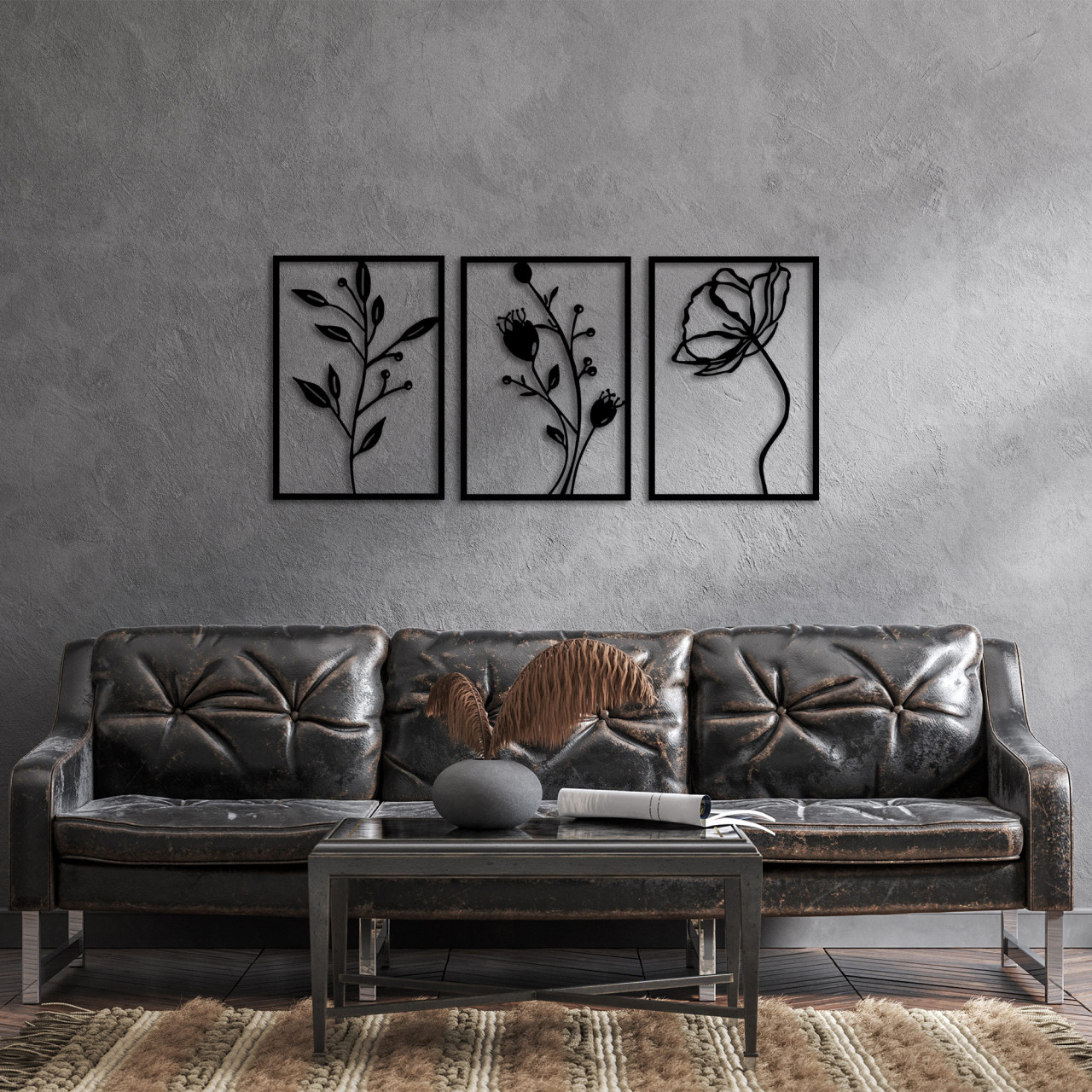 Poze Accesoriu decorativ de perete metalic Flowers - 311