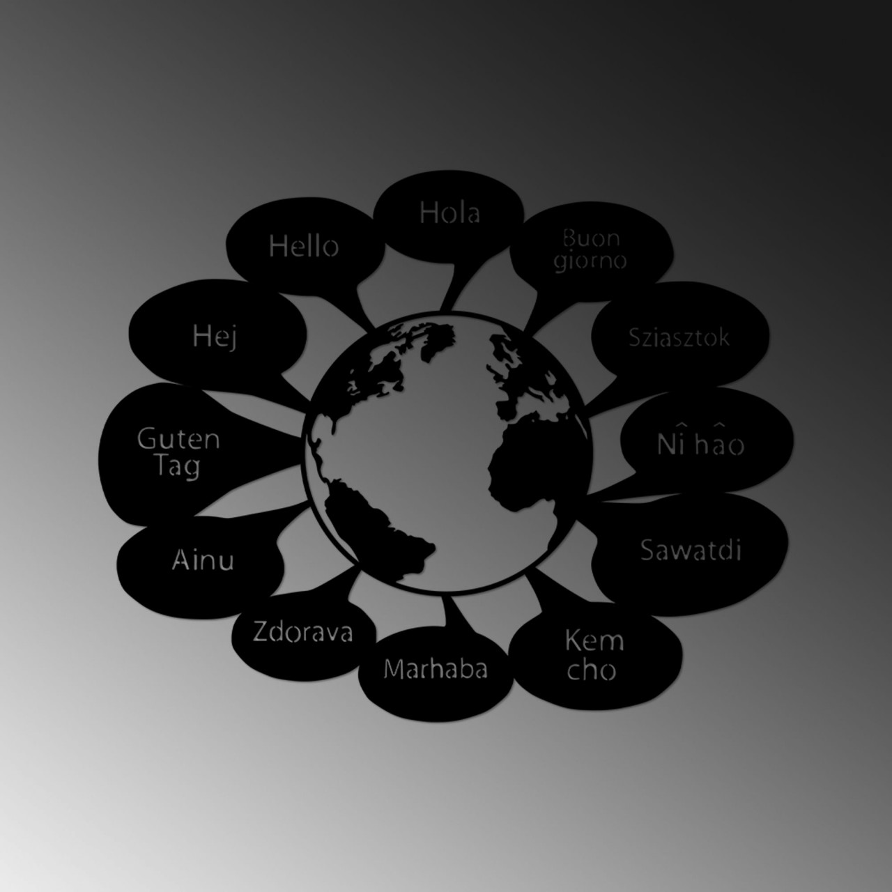 Poze Accesoriu decorativ de perete metalic Hello in World Language - 505