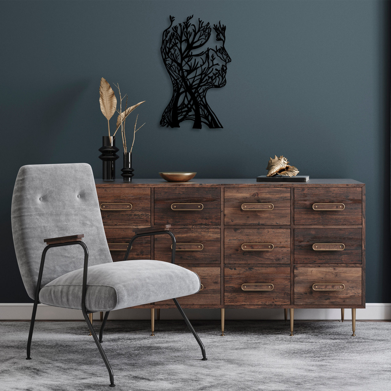 Poze Accesoriu decorativ de perete metalic Tree man - 317