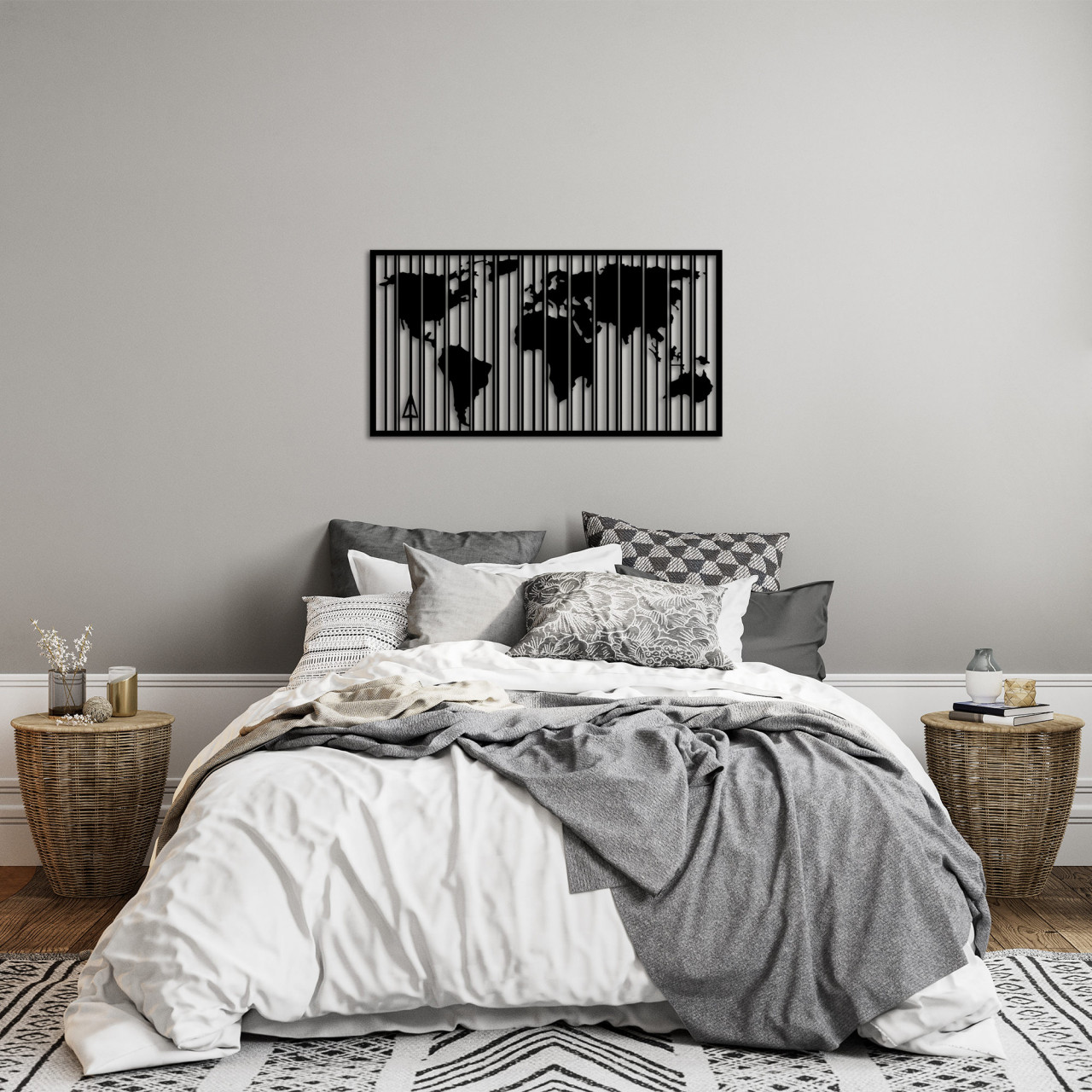 Poze Accesoriu decorativ de perete metalic Wold Map - 282 L