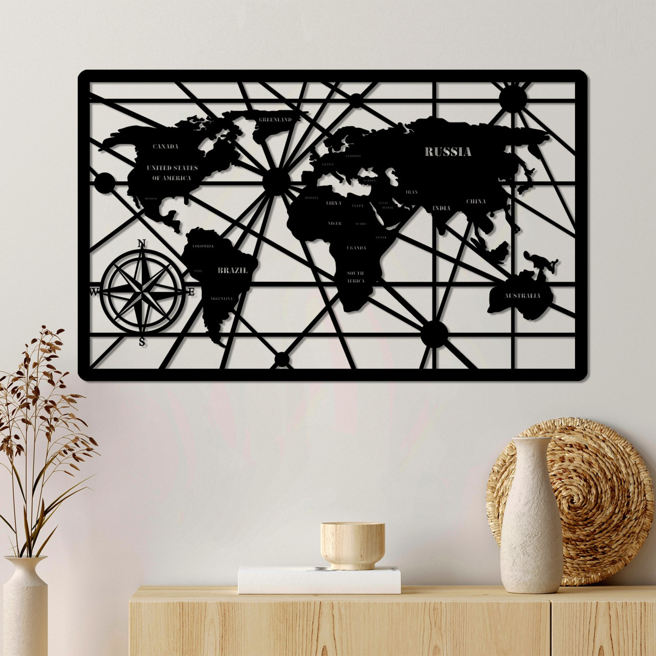 Poze Accesoriu decorativ de perete metalic World Map 7-L