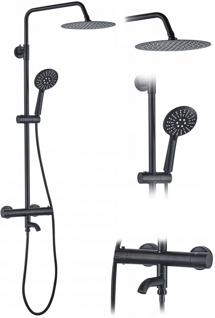 Poze Baterie de dus cu termostat Lungo neagra