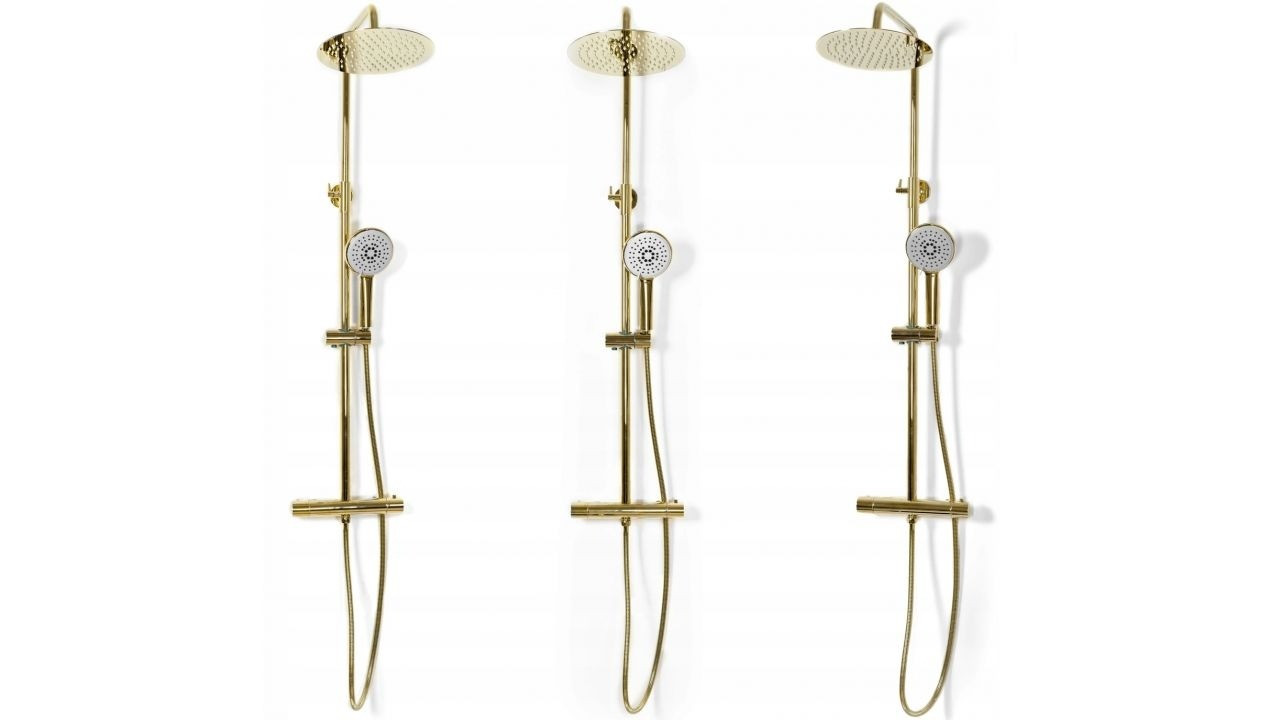 Poze Baterie pentru dus Vincent gold reglabila - H 123,5 cm