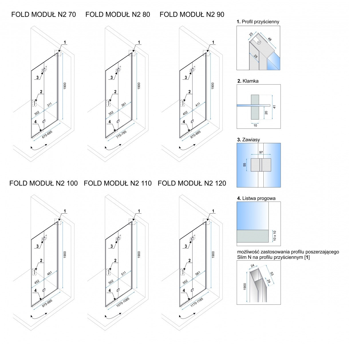 Poze Cabina dus Fold crom - 90x90 cm