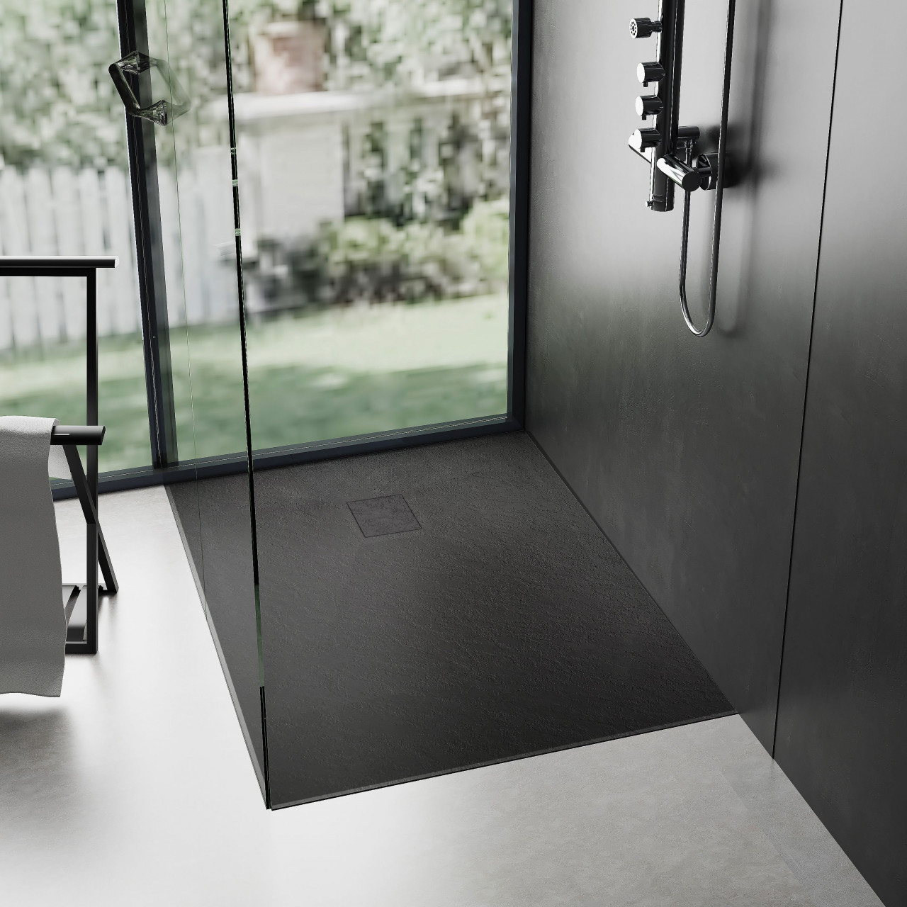 Poze Cadita pentru dus Magnum neagra 100x80