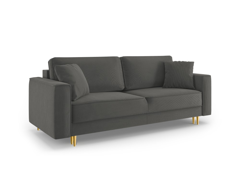 Poze Canapea Fano 3 locuri velvet/picioare gold – L233 x l102 x h89 cm