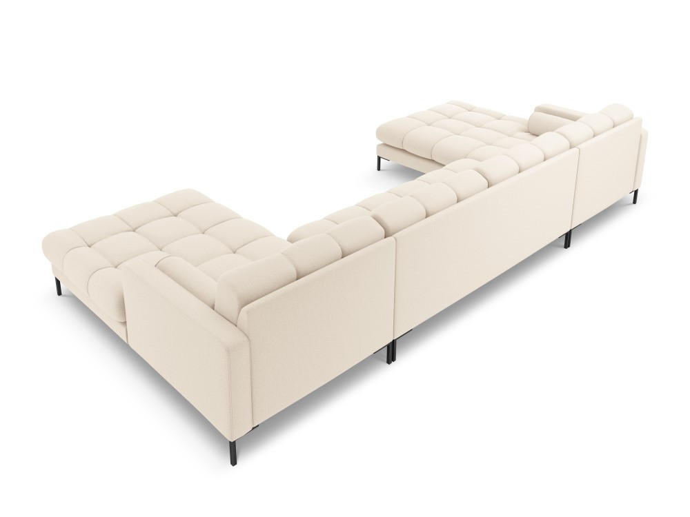 Poze Coltar 7 locuri tapitat Bali picioare negre – L383 x l185 x h75