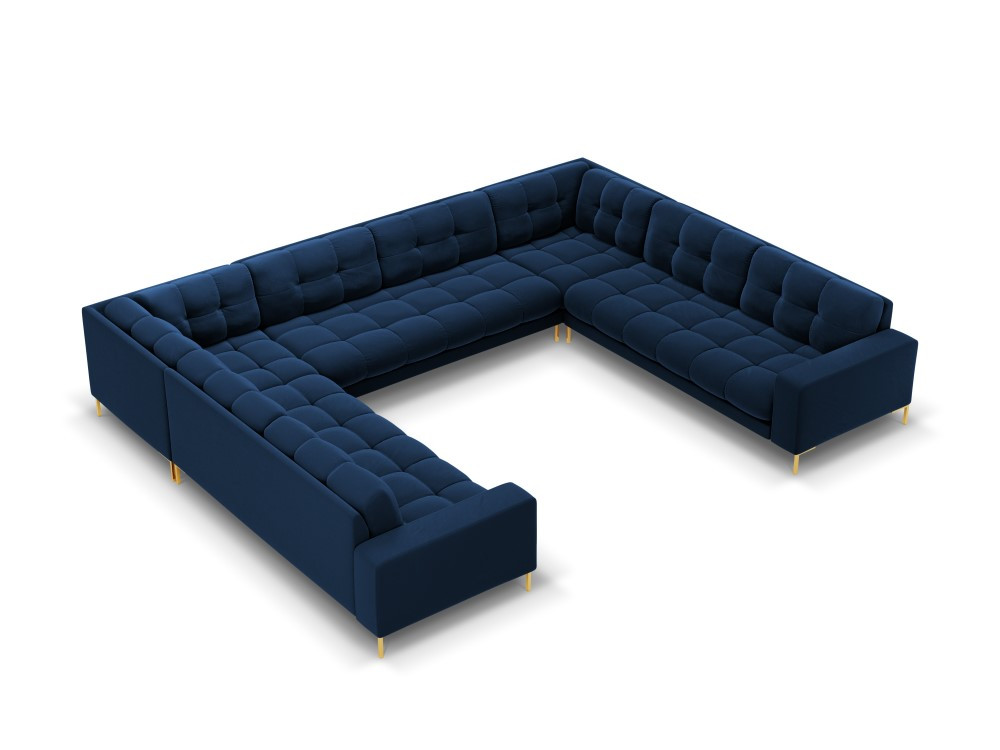 Poze Coltar 9 locuri Bali velvet/picioare gold – L327 x l256 x h75