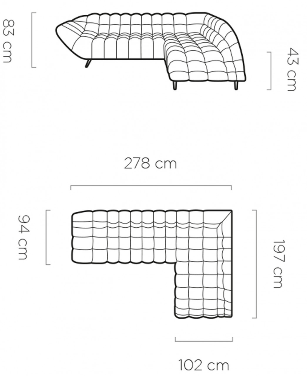 Poze Coltar cu reglaj electric Gappa - L278 x l197 x h83 cm