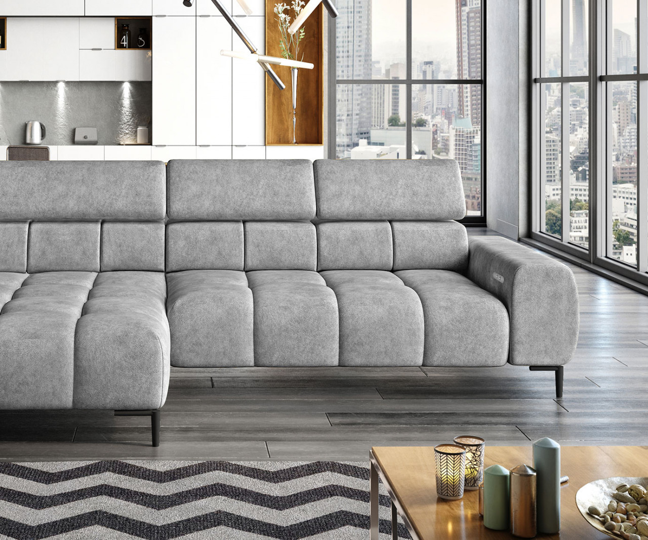 Poze Coltar cu reglaj electric Plaza mini - L270 x l177 x h99 cm