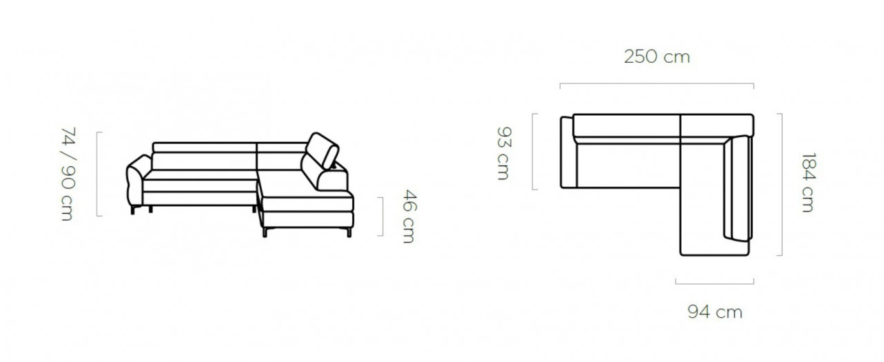 Poze Coltar extensibil Remo - L250 x l184 x h90 cm