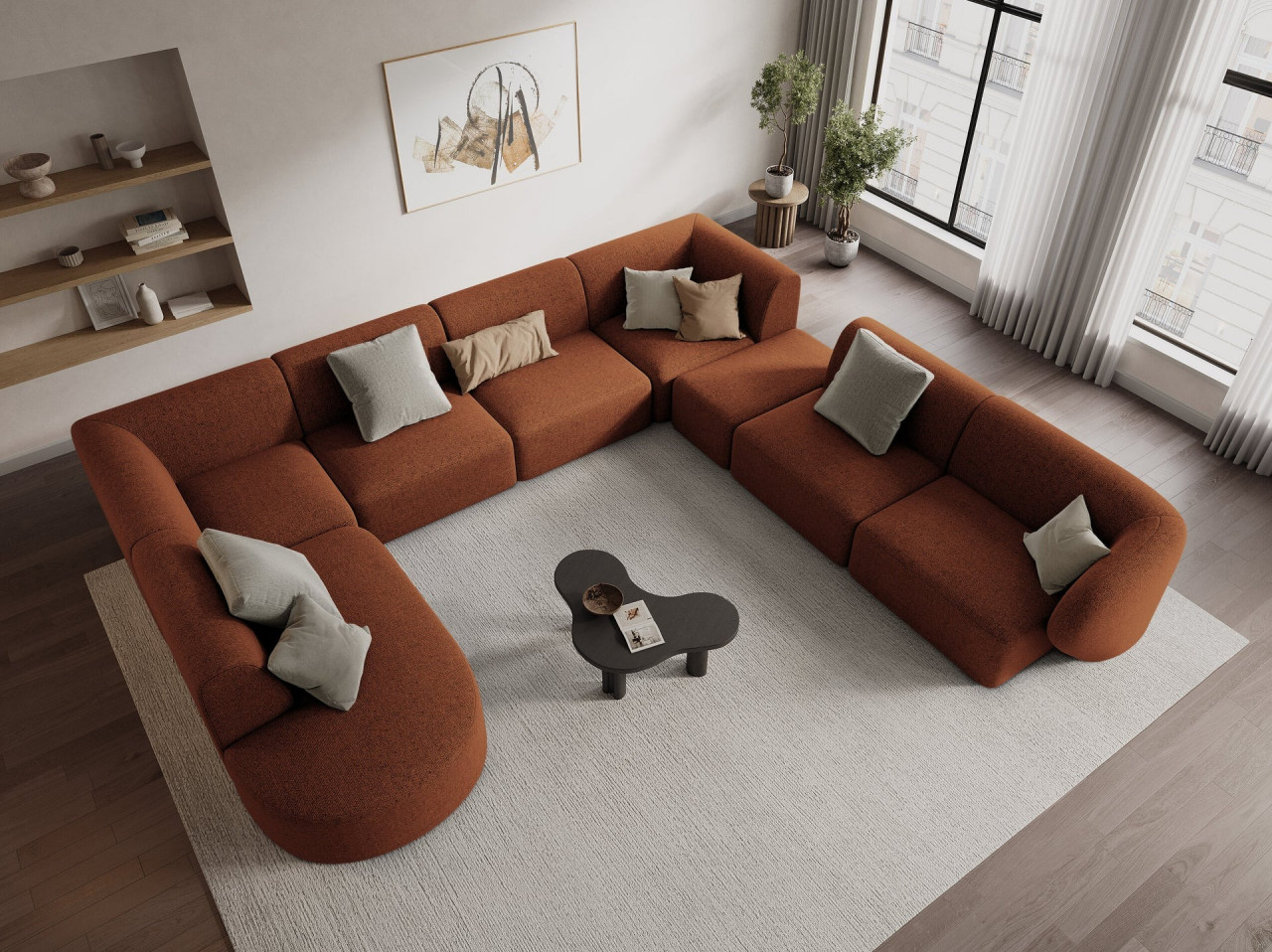 Poze Coltar panoramic 8 locuri Shane chenille L342 cm