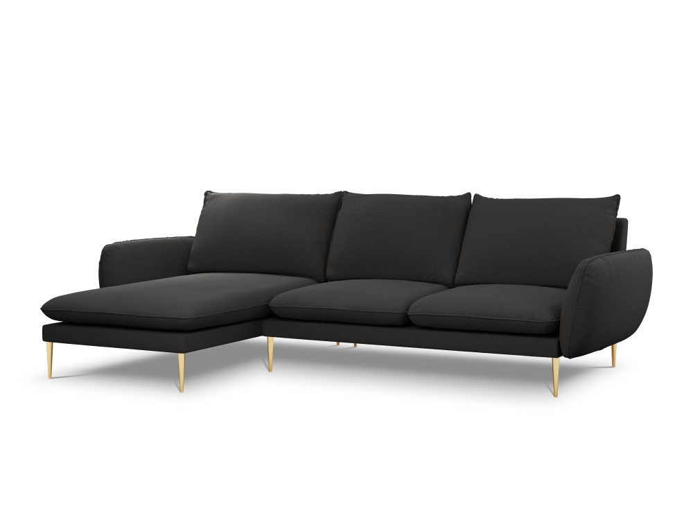 Poze Coltar tapitat Vienna 5 locuri plusat/picioare gold – L255 x l170 x h95