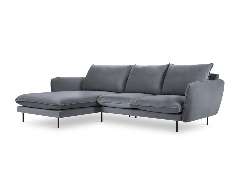 Poze Coltar tapitat Vienna 5 locuri velvet/picioare negre – L255 x l170 x h95