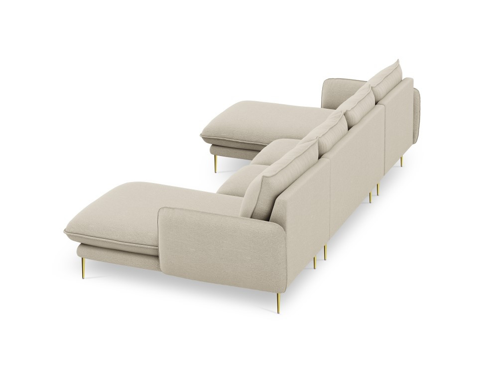 Poze Coltar tapitat Vienna 6 locuri picioare gold – L350 x l170 x h95
